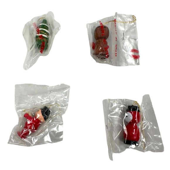 Vintage Petite Wood Christmas Ornaments Lot Of 21 Taiwan Sealed 1.5" New - Picture 3 of 8